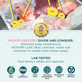 KOYAIRE pint containers stack neatly, saving freezer space and preventing clatter.