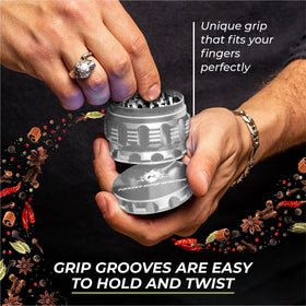 Kozo Grinder Mills aluminum versatile for multiple kitchen tasks.