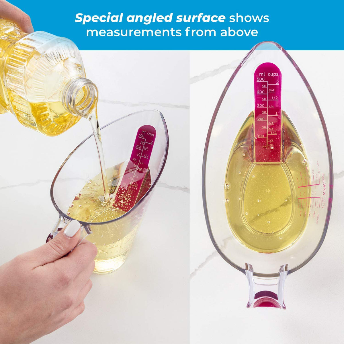 KPKitchen BPA-free plastic cups for safe liquid measurement.