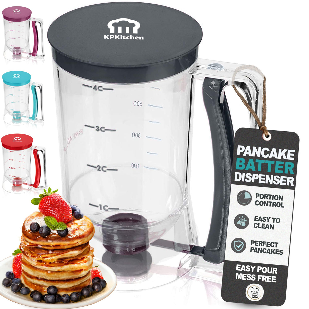KPKitchen Pancake Batter Dispenser with 4-cup capacity for precise pours