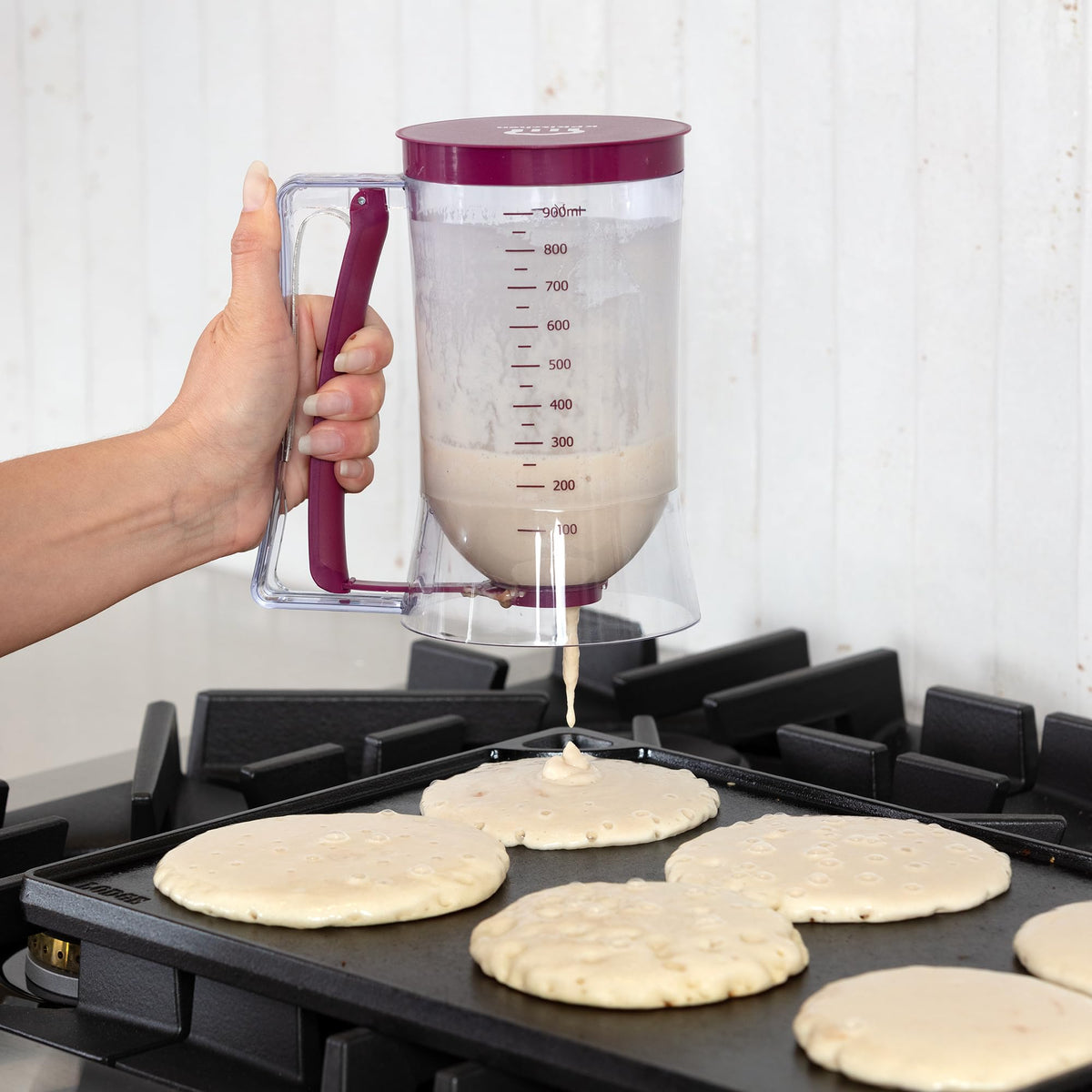 KPKitchen pour-control trigger provides steady, mess-free batter release