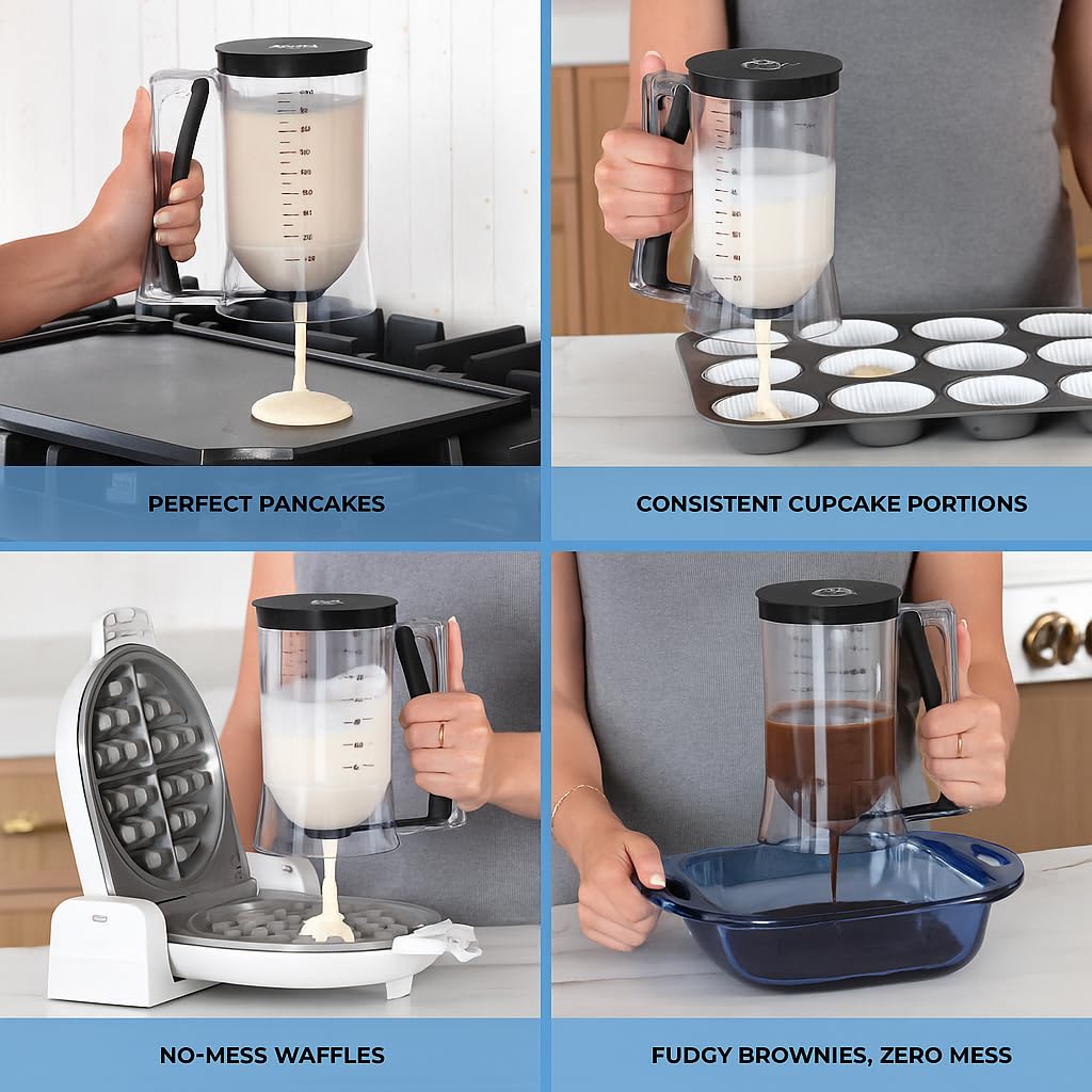 KPKitchen Pancake Batter Dispenser wide-mouth opening eases filling