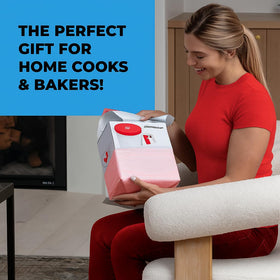 KPKitchen pancake dispenser multi-use red setup for batter, sauces and more.