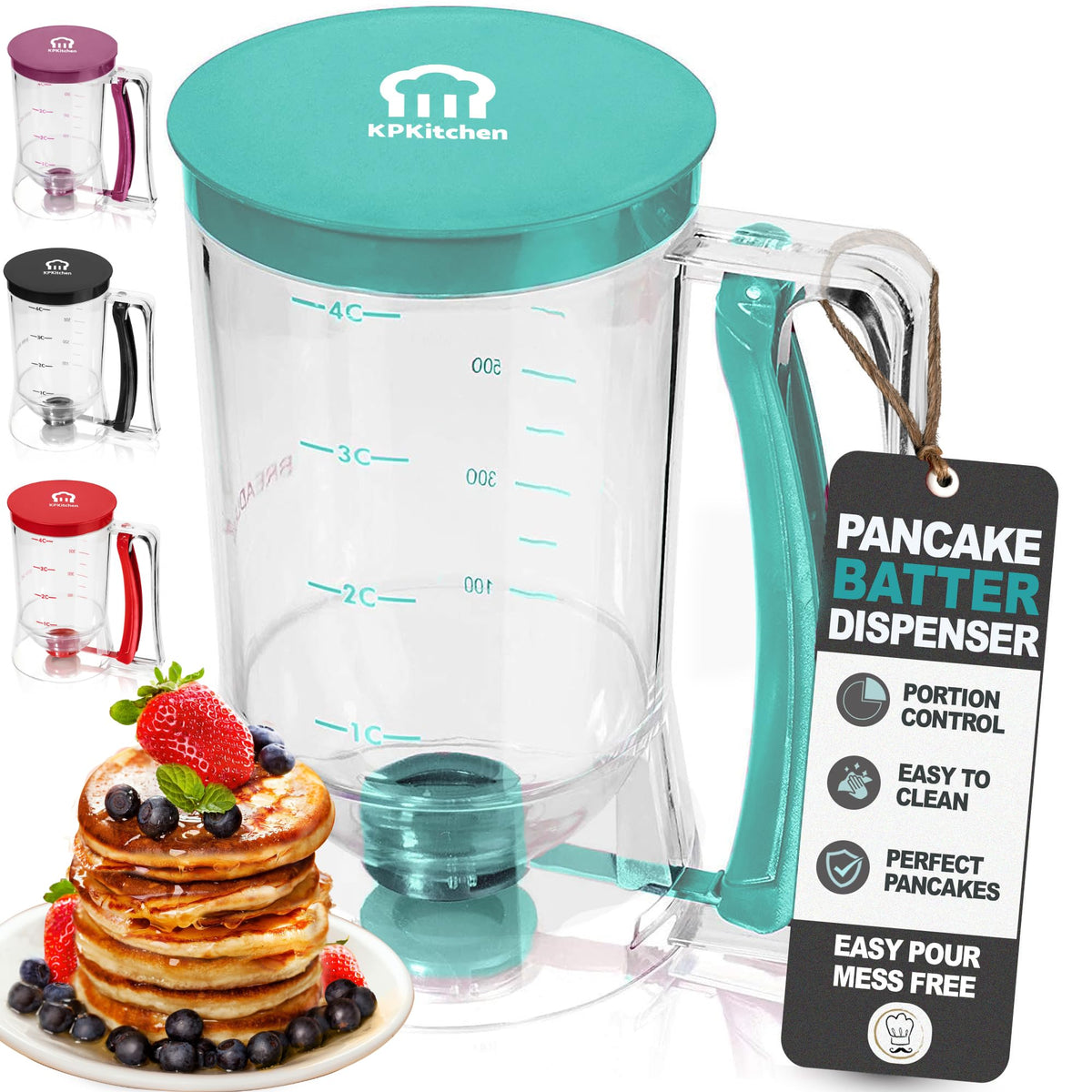 KPKitchen turquoise batter dispenser spout for precise pouring