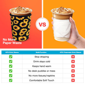 KPX 3-pack iced coffee cup sleeve condensation-stopper keeps hands dry.
