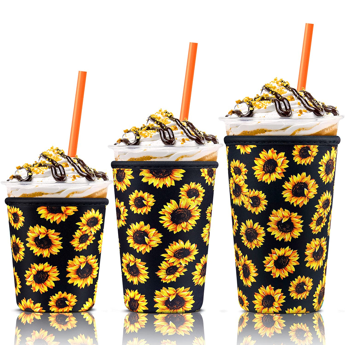 KPX 3-pack iced coffee cup sleeve foldable cooler helps grip and temp control on the go.