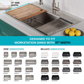 Kraus colander stores on the ledge, freeing counter space.