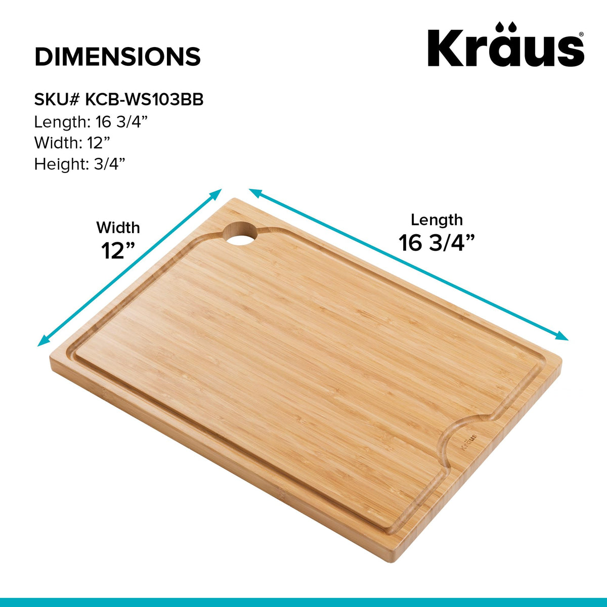 Grooves on Kraus Kore board channel liquids to prevent spills
