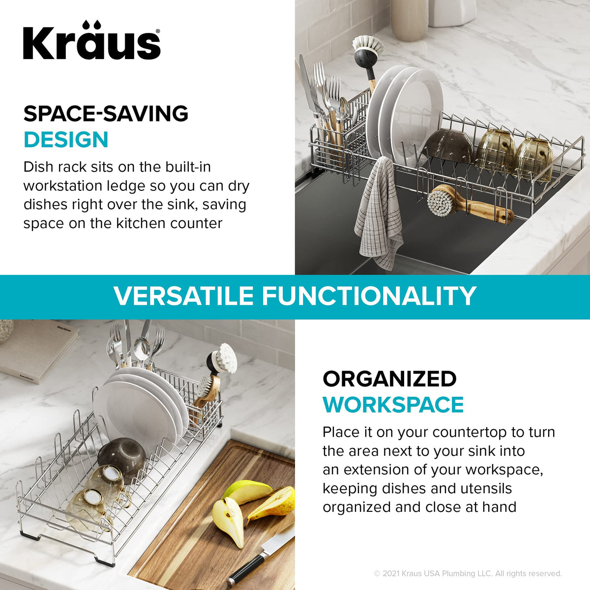 Kraus open-grid rack enabling quick drying of dishes and glassware