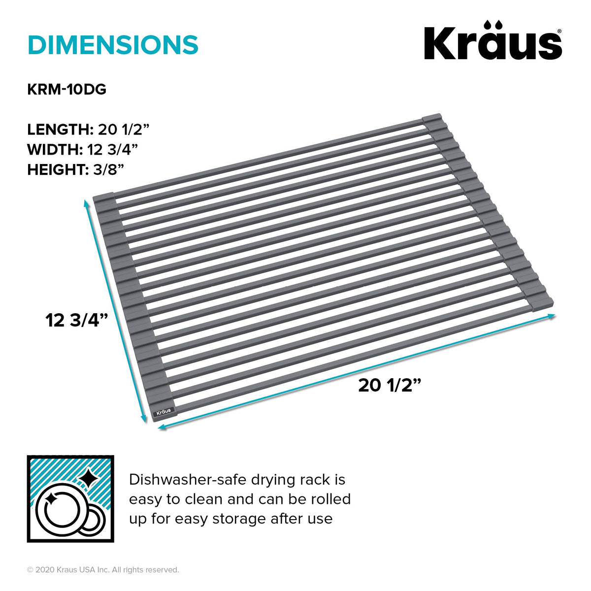 Kraus dishwasher-safe roll-up cleans easily and stores compactly.