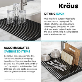 Kraus roll-up rack is dishwasher-safe for easy cleaning.