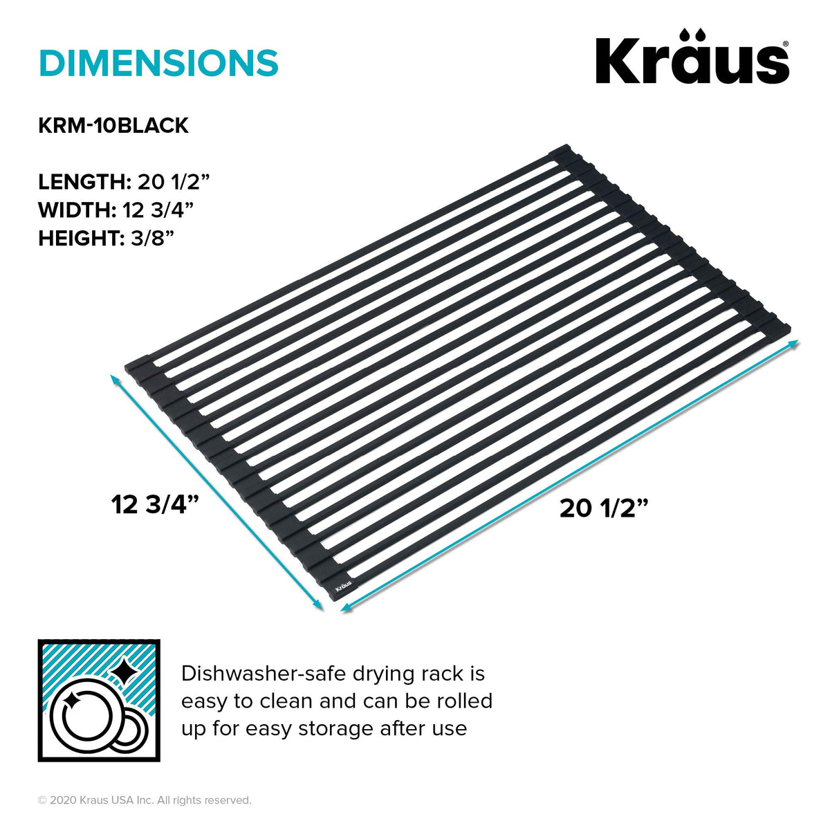 Kraus rack with 85 lb capacity reliably supports heavy cookware.