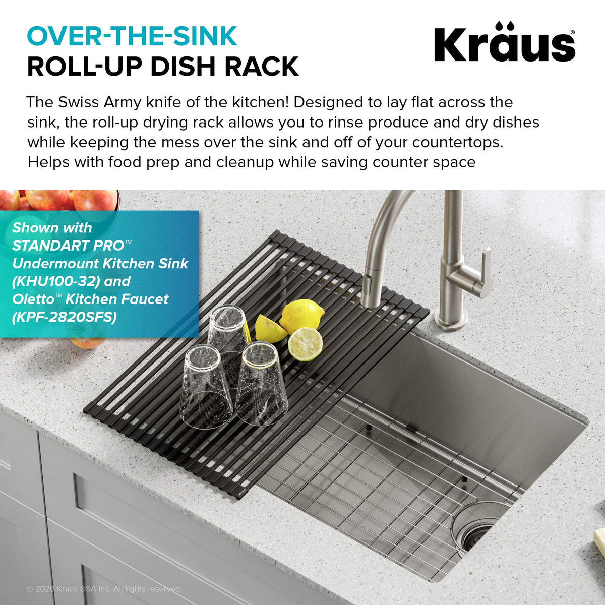 Kraus drying rack used as a trivet protects counters from hot pots.