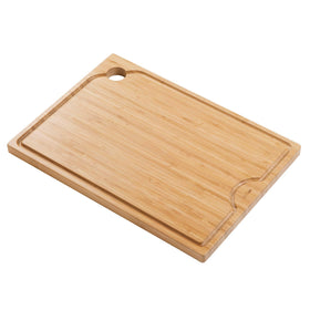 Kraus Kore bamboo cutting board on workstation sink overhang, saving counter space