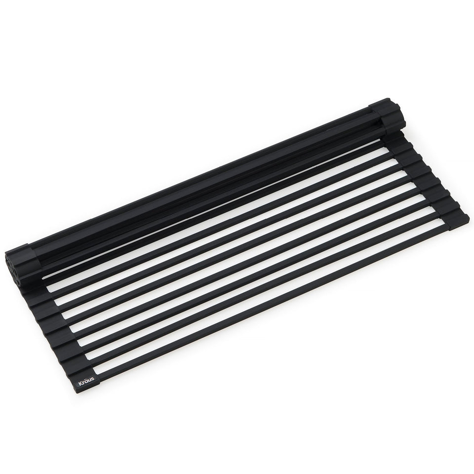 Kraus roll-up rack over sink saving counter space and drying produce
