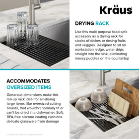 Kraus heat-safe roll-up rack used as oven mat up to 400°F