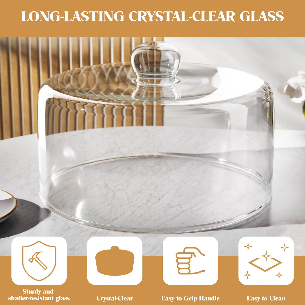 Krbnk cake dome fits 12-inch plates for secure coverage and stability