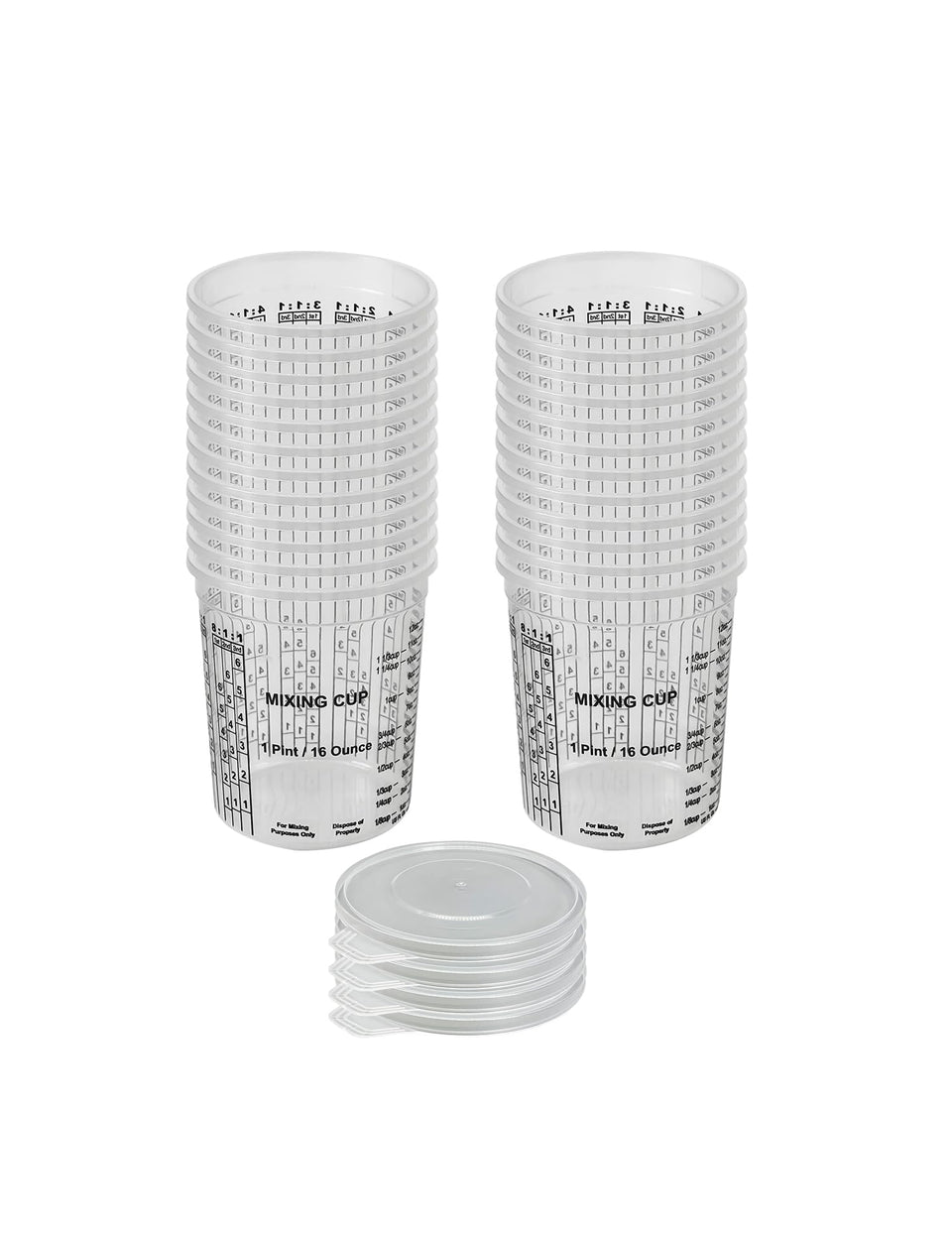 KREFINISH 16 oz clear graduated mixing cups for precise epoxy and paint ratios.