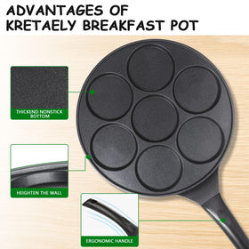 kretaely mini pancake pan seven-molds for versatile breakfasts.