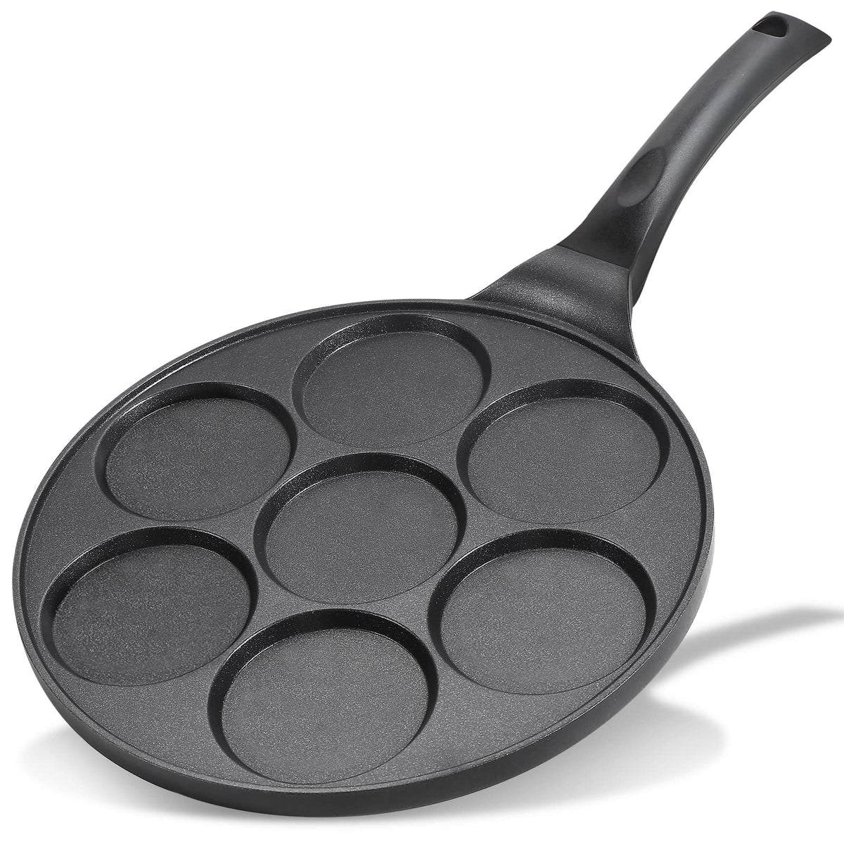 kretaely nonstick pancake pan seven-hole design for fast, even mini pancakes.