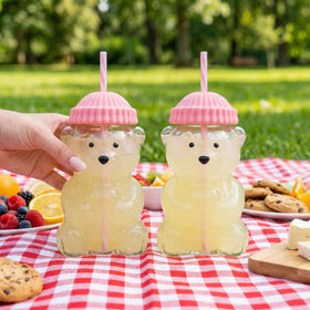 Krewchton Bear Cup pink color adds cute style to any desk