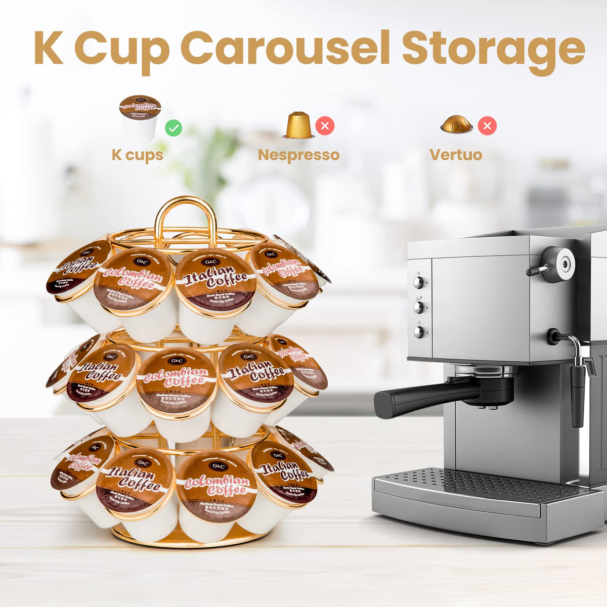 KREWEY compact footprint fits small counters while saving space.