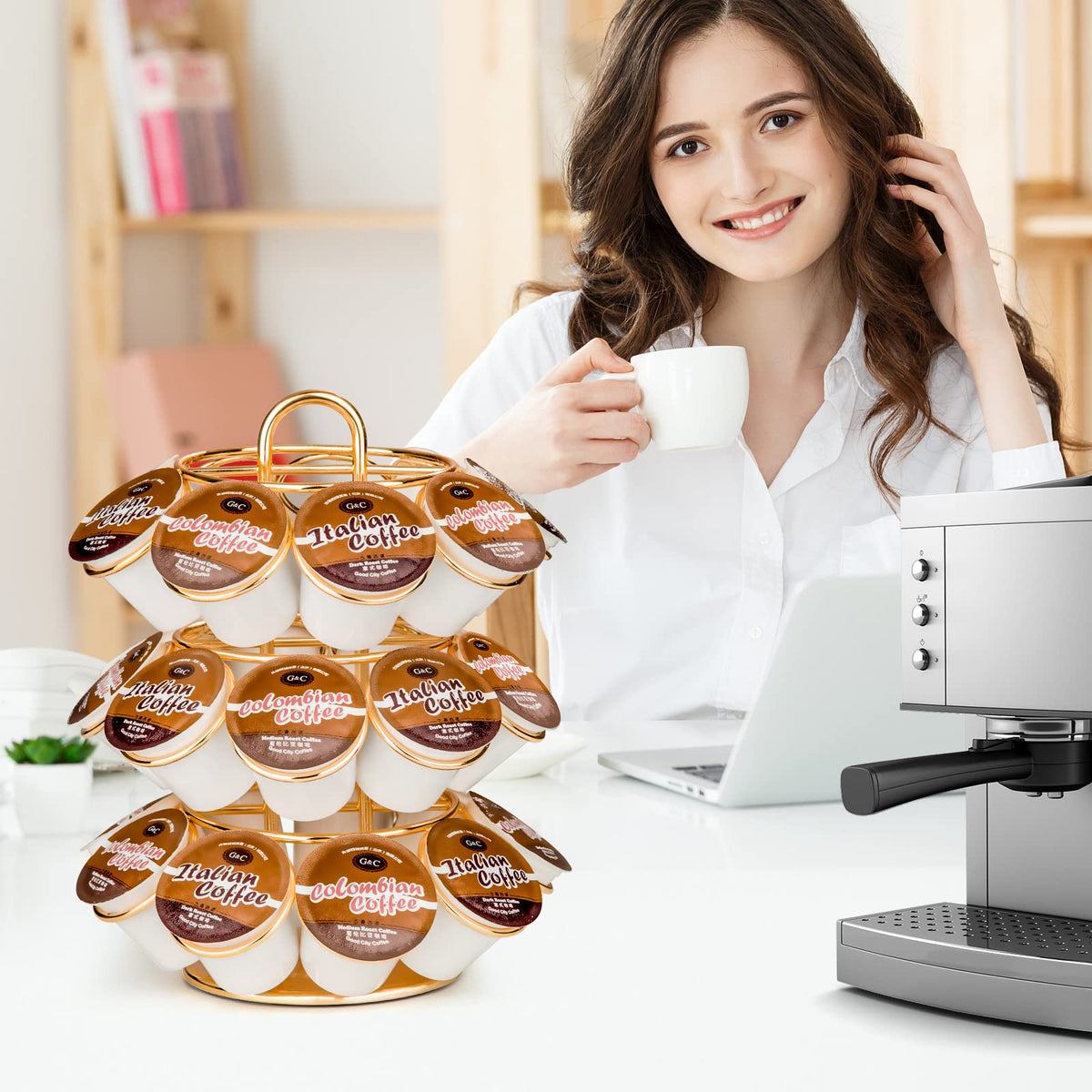 KREWEY holds K cup pods only for tidy organization.