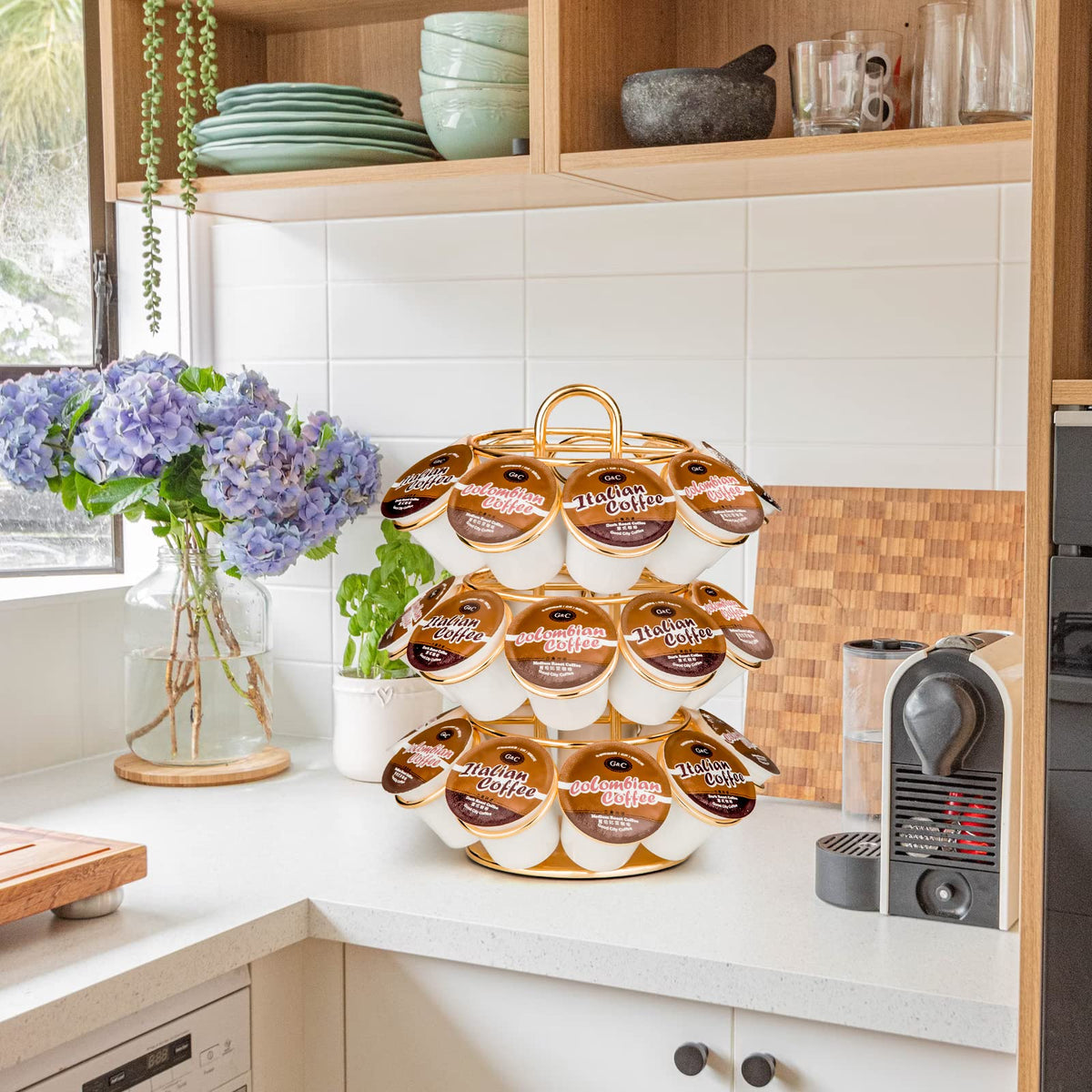 KREWEY round three-tier organizer for home, dorm, or office use.