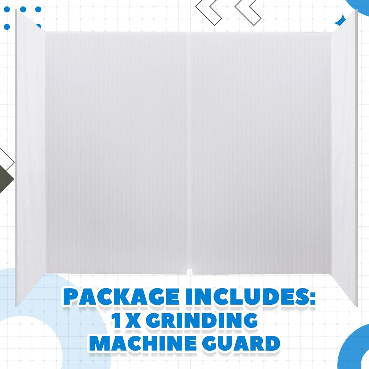 Kritkin 4-sided protector for glass grinding minimizes splatter.