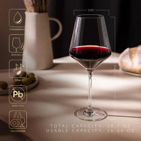 Krosno 550 ml total capacity allows generous pours and air contact.