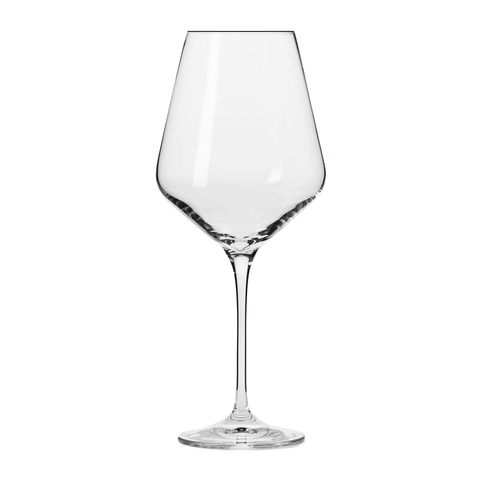 Krosno Classic red wine glasses, six-piece set, showcasing wine clarity and elegance.