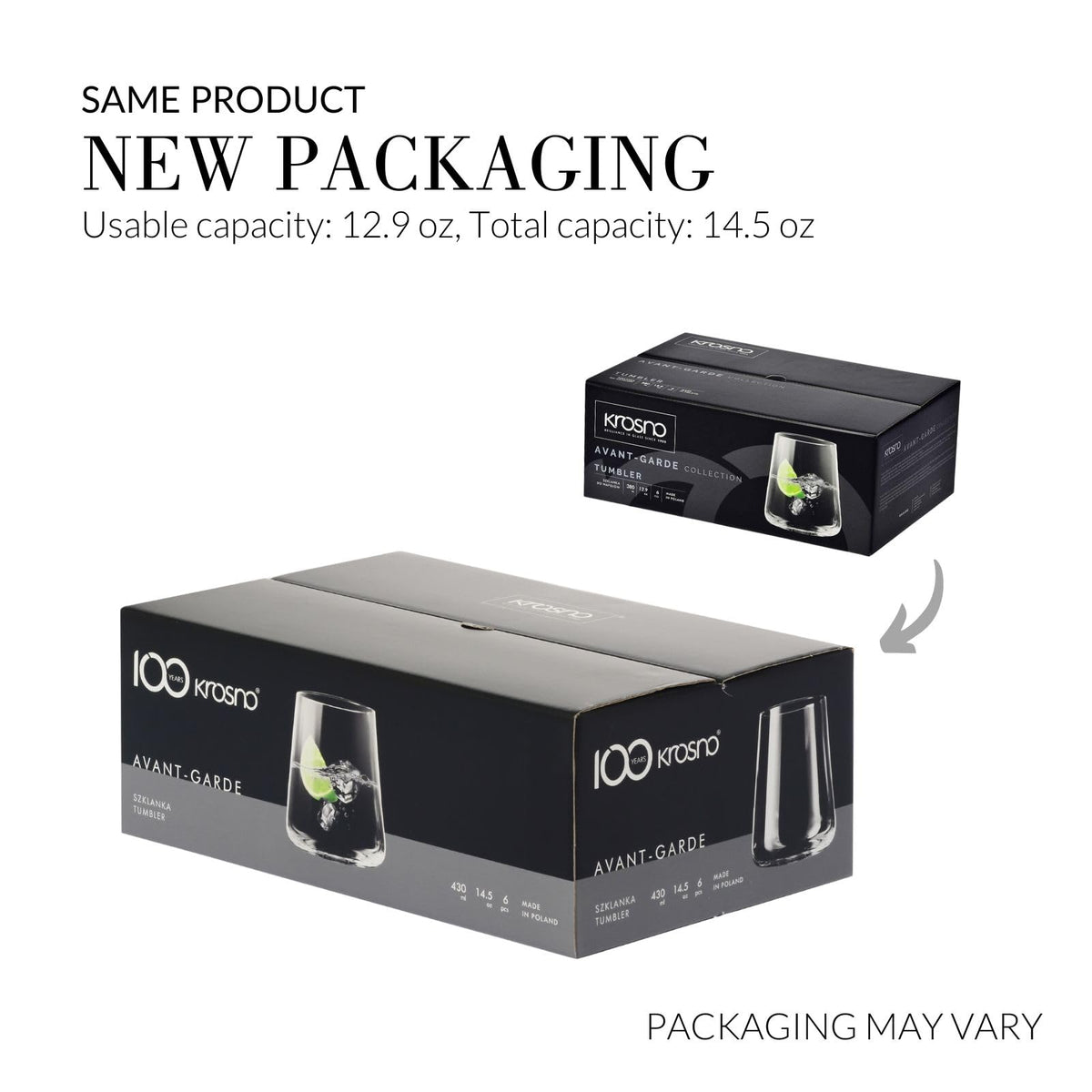 Packaging-ready presentation of Krosno glasses for gifting.