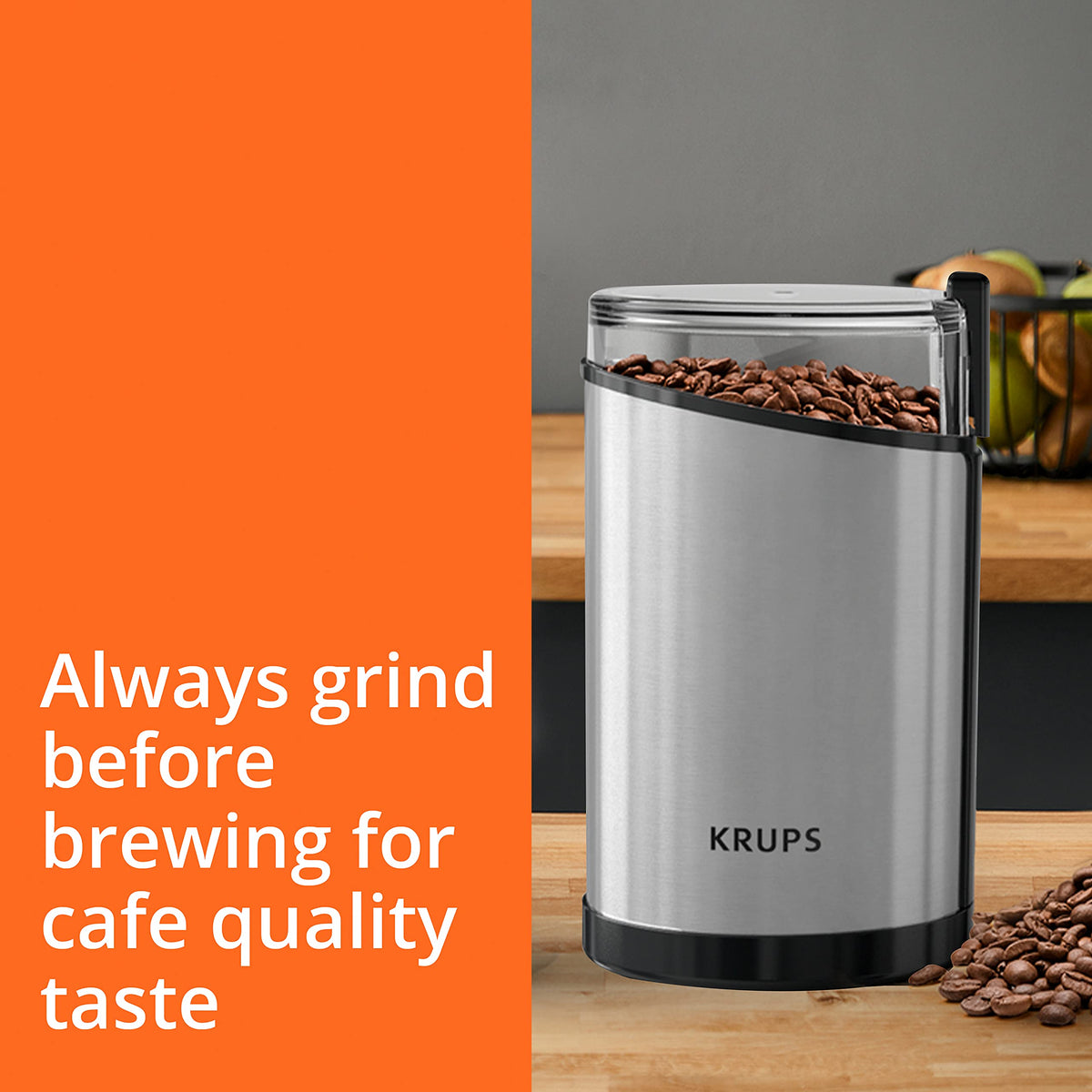 KRUPS electric grinder handles spices and nuts for fresh blends at home.