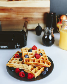 KRUPS four waffles at once, ideal for family breakfasts and entertaining.