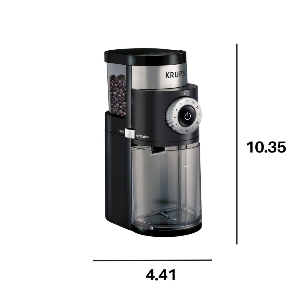 KRUPS Precision Burr Grinder grind chamber open for easy access and cleaning