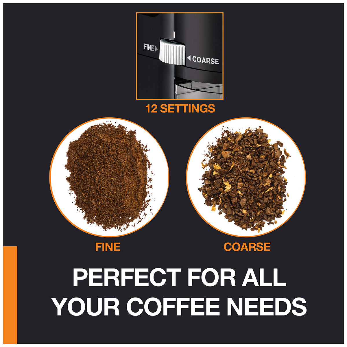 KRUPS Precision Burr Grinder stainless steel body conveys durability and easy cleanup