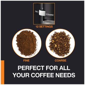 KRUPS Precision Burr Grinder stainless steel body conveys durability and easy cleanup