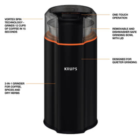 KRUPS Silent Vortex yields up to 12 cups of coffee.