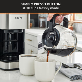 KRUPS Simply Brew digital controls highlight customizable strength and timer functions for personalized coffee
