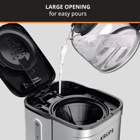 KRUPS Simply Brew pause-brew demonstrates grabbing a cup mid-brew without mess