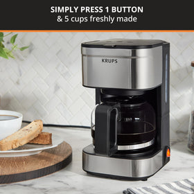 KRUPS Simply Brew compact drip-free spout ensures mess-free pouring and clean counters.