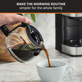 KRUPS Simply Brew Pause &amp; Brew lets you pour mid brew with minimal mess.