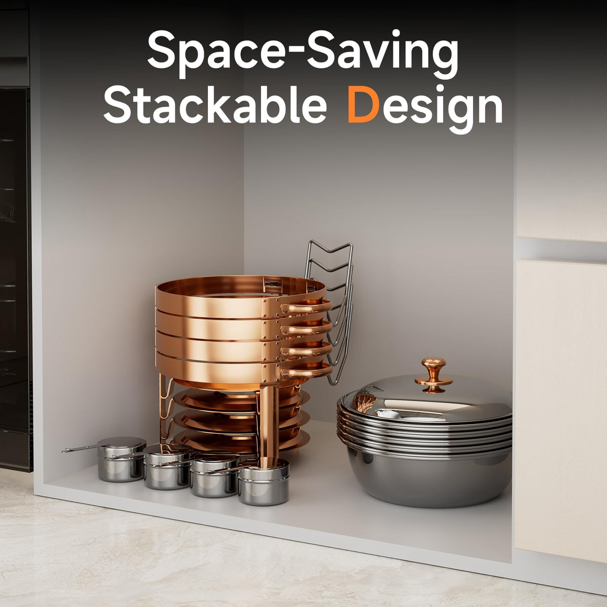 KScocina stacking stand and dishes for compact post-event storage
