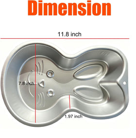 Ksdhotware aluminum bunny cake pan side view showing durable construction for even baking