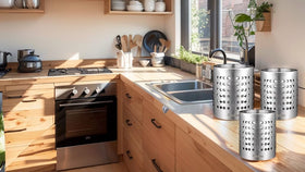 KSENDALO kitchen countertop organizer with a modern silver finish that blends with any decor.