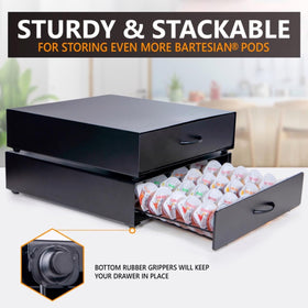 Powder-coated steel frame with anti-slip feet ensures durable, stable storage.