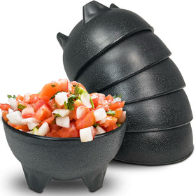 KSEV Salsa Bowls 6-pack black with dimpled exterior for restaurant-style presentation.