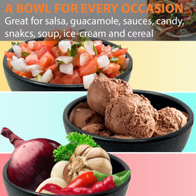 KSEV black bowls enhance table presentation for snacks and desserts.