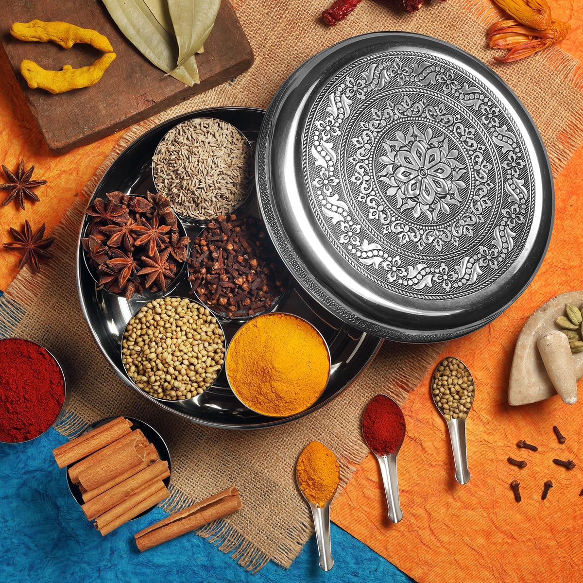KSJONE polished stainless steel spice box adds a touch of elegance to any kitchen.