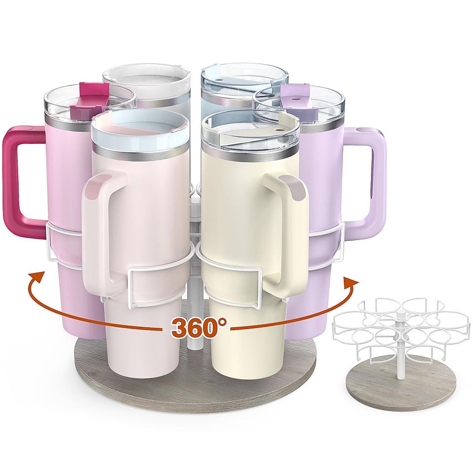 Kssiaz rotating-stanley-cup-organizer-base enables quick access to 40 oz tumblers.